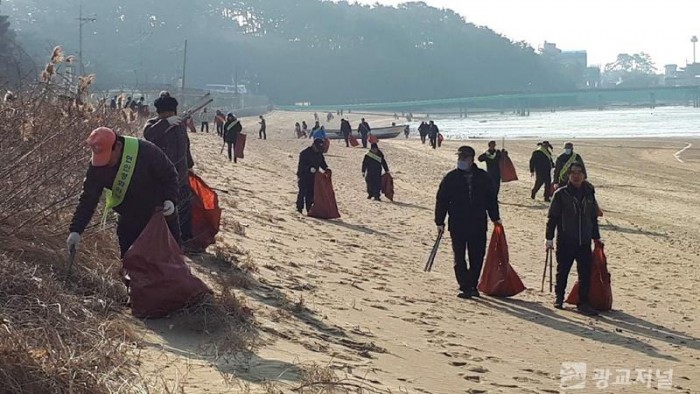 사진2-2. 궁평항 연안정화행사에서 참여자들이 해안가 쓰레기를 수거하고 있는 모습.jpeg