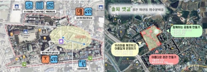 사진1-1. 송산면(왼쪽), 화산동 소규모 도시재생 사업 조성 예시도.jpg