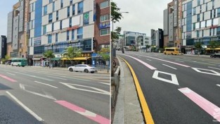 7. 처인구가 통일공원 삼거리 일원 도로를 재포장했다. 사진은 전후 모습.jpg